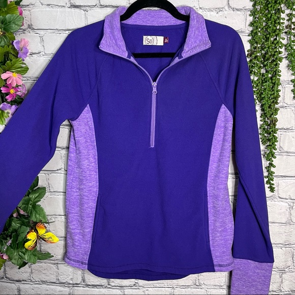 §🌼3/$30🌼SO Purple Half Zip Pullover Sweater Size Medium - Picture 3 of 14